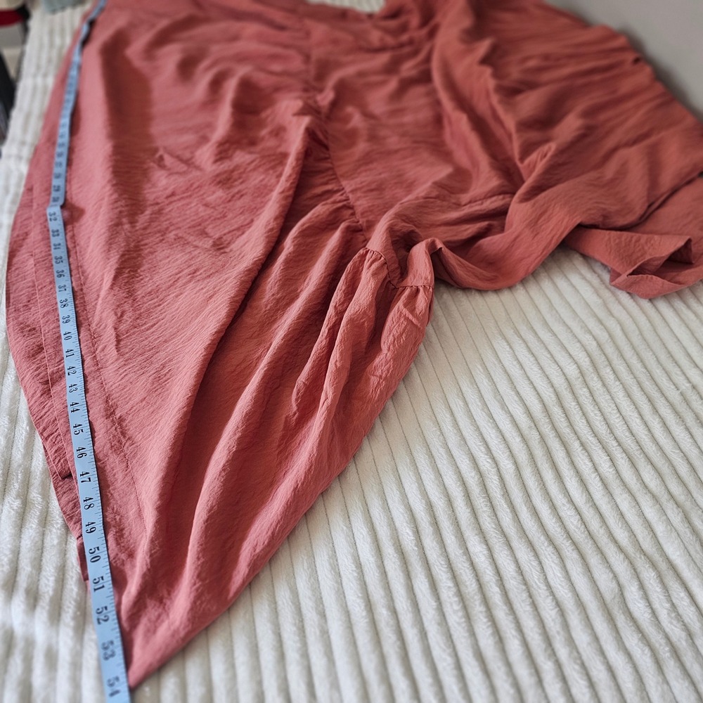 By Anthropologie V-Neck Waistless Maxi Somerset‎ XL Terracotta Rose Crinkle Boho - Picture 14 of 14